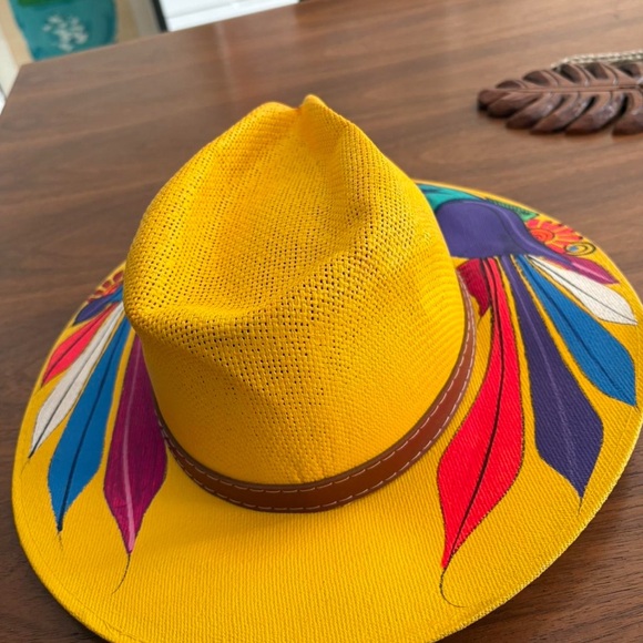 Colorful Hand-Painted Yellow Hat - Picture 4 of 6